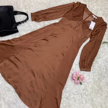 미사용 새상품 MOUSSY 마우지 롱 셔츠 원피스 브라운 테카리 1 S