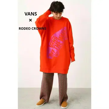 VANS x RODEO CROWNS 콜라보 후드티 원피스 오렌지