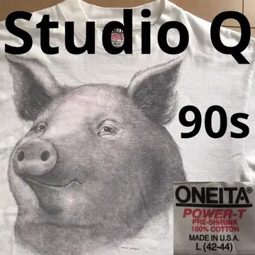 49 Studio Q 돼지 90년대 빈티지 티셔츠 애니멀