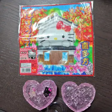 산리오 미니어처 피규어 헬로키티 3D 퍼즐 지역 한정판 미니 타월 2세트