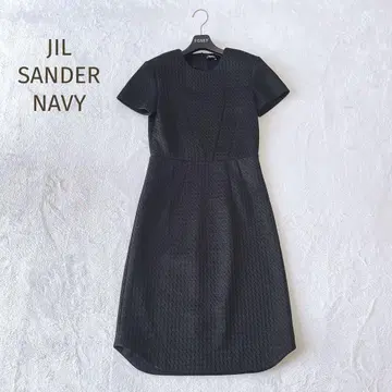극미품 JIL SANDER NAVY 골판지 시스루 패턴 원피스 블랙 36