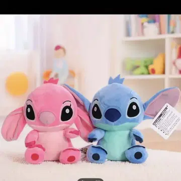스티치 봉제 인형 세트 핑크와 파랑 18cm