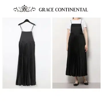 GRACE CONTINENTAL 플리츠 점퍼 스커트 블랙 36/S