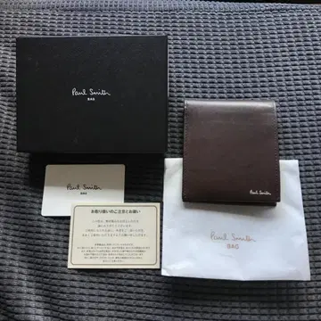 Paul Smith 폴스미스 스트라이프 액센트 가죽 반지갑 브라운 계열