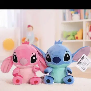 스티치 봉제 인형 세트 파랑 및 핑크 약 18cm