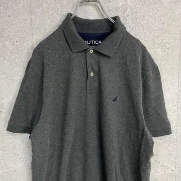 NAUTICA 피케 셔츠 반팔 원포인트 그레이 구제 의류 L