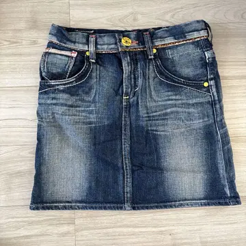 EDWIN 블루 립 데님 미니 스커트 M
