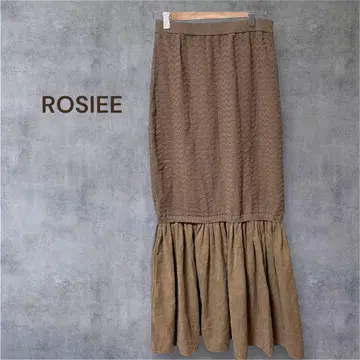 ROSIEE 로지 스커트 니트 x 직물 절개 롱 스커트