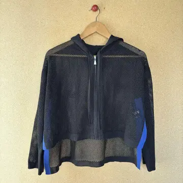 BLUE FRONCE 메쉬 후드티 블랙 바이컬러 사이드 슬릿
