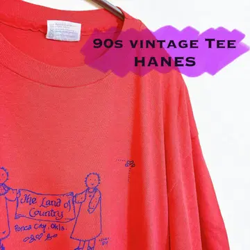90s 빈티지 티 헤인즈 빨간색 티셔츠
