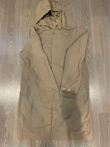 THE NORTH FACE 베이지 후드 부착 롱 코트