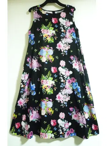 튜닉 TUNIC 카모이 요코 워셔블 면 린넨 보타니컬 롱 원피스