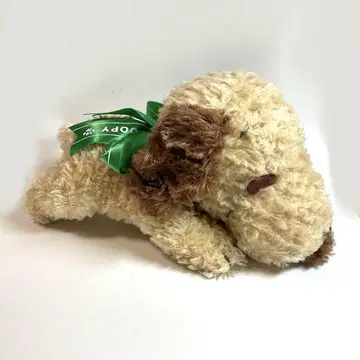 스누피 봉제 인형 모카 컬러 그린 리본