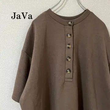 JaVa 클래식 엘프 골판지 니트 헨리 상의 브라운 사이즈 M