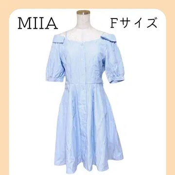 MIIA 미아 원피스 스트라이프 오프숄더 플레어 리본