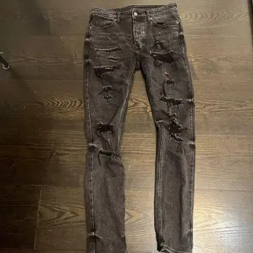 Ksubi 데미지 가공 데님 팬츠 다크 그레이 32 drip 데님