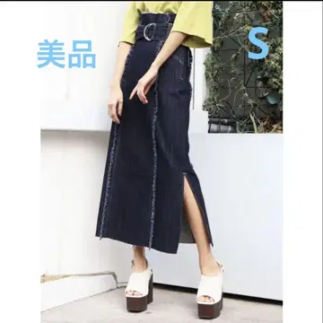 스위칭 라인 롱 하이웨스트 스커트 EMODA 에모다 데님