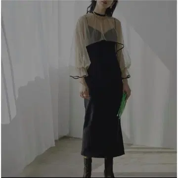 정품 Ameri Many Way Airy Veil Dress Black