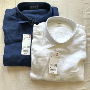 린넨 셔츠 2벌 세트 블루 화이트 UNIQLO