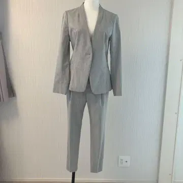 INDIVI 일본제 집에서 세탁 가능한 그레이 수트 셋업 싱글 버튼