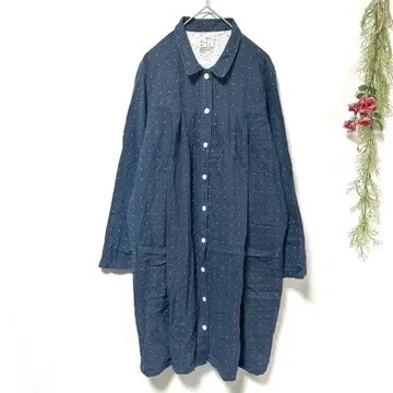 새상품급 [ MUJI ] 무인양품 긴팔 셔츠 원피스 도트 (L)