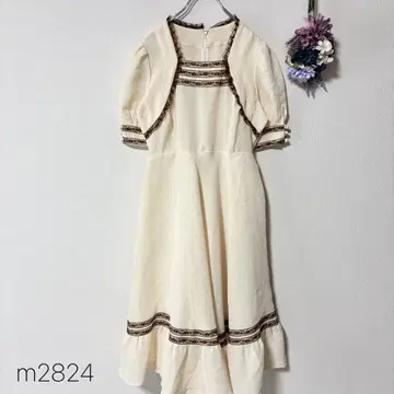 반팔 원피스 코스프레 페미닌 밑단 플레어 원피스 베이지 [ M ]
