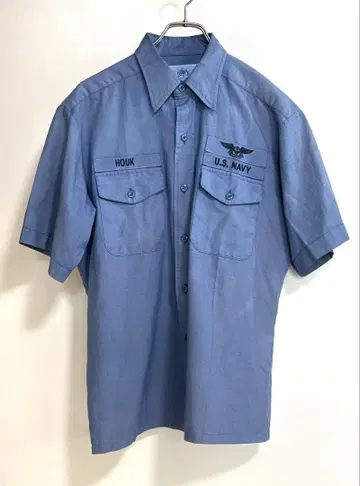 미군 US NAVY 샴브레이 셔츠 리메이크 후 염색 오버다이 L