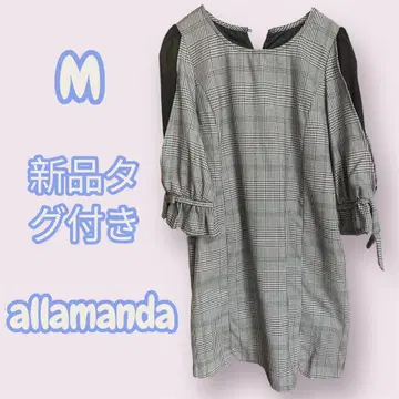 [택 포함 새상품] allamanda 글렌체크 소매 쉬폰 원피스 M