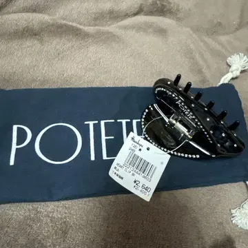 택 포함 새상품 POTETE 블랙 스톤 하트 클립