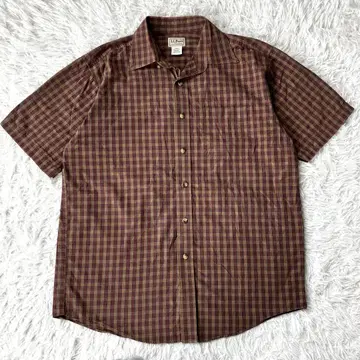 상태 양호 L.L.Bean 엘엘빈 반팔 체크 셔츠 남성용 156