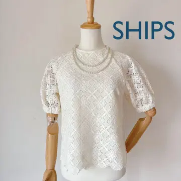 SHIPS 케미컬 레이스 블라우스 흰색 화이트 쉽스 반팔