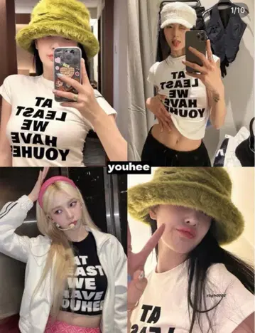 YOUHEE 블랙 티셔츠 메시지 프린트 FREE