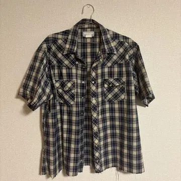 Wrangler Wrancher 반팔 셔츠 네이비/베이지