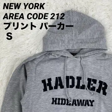 NEW YORK AREA CODE 212 로고 프린트 후드티 그레이 S
