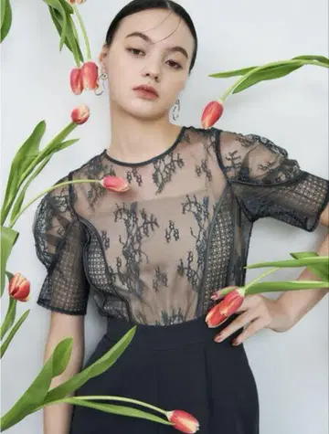 LADY 패널 레이스 도킹 콤비네존
