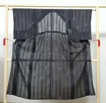A 여름 앤티크 물방울무늬 검정색 얇은 명주, , 순견 코몬 기모노 12