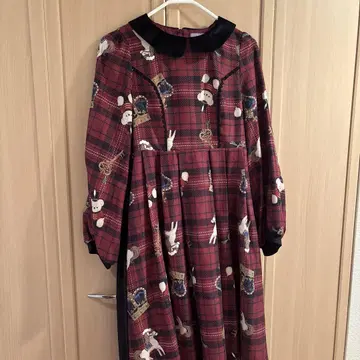 axes femme kawaii 곰돌이 무늬 체크 원피스