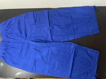 파란색 카고 팬츠 4 포켓 허리밴딩