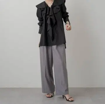 라운지 드레스 프릴 칼라 셔츠 블라우스 빅 칼라 풀오버 긴팔