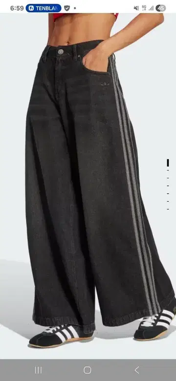 adidas 와이드 레그 데님 블랙