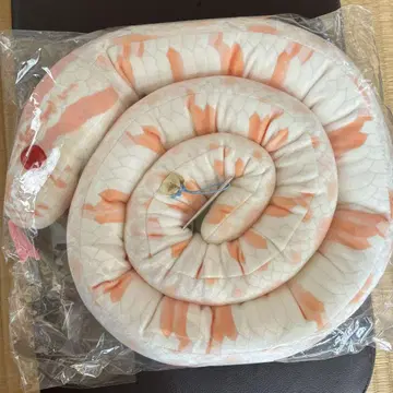뱀 모양 봉제 인형 화이트 & 오렌지