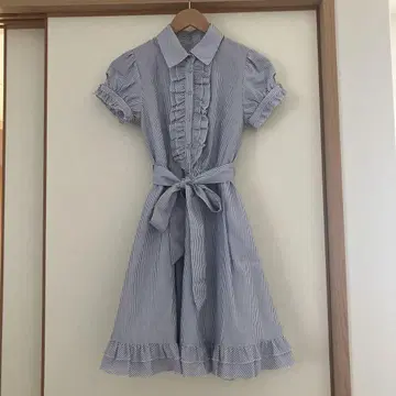 레스트로즈 스트라이프 프릴 반팔 원피스