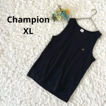 챔피온 탱크탑 슬리브리스 프린트 로고 자수 로고 블랙 XL