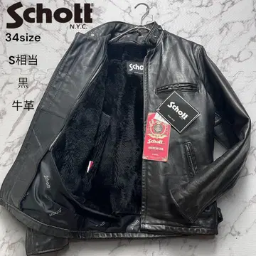 라이너 포함 [미국산] schott 싱글 라이더 보아 블랙 34 소가죽