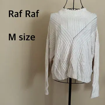 [ Raf Raf ] 하이넥 디자인 리브 니트 탑/긴팔/아이보리