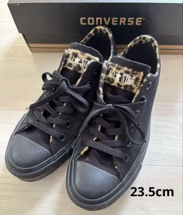 새상품급 CONVERSE 여성용 스니커즈 23.5cm 블랙 x 레오파드