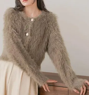 Bab 바브 부즈루드 전후 2WAY 샤기 가디건 모케모케