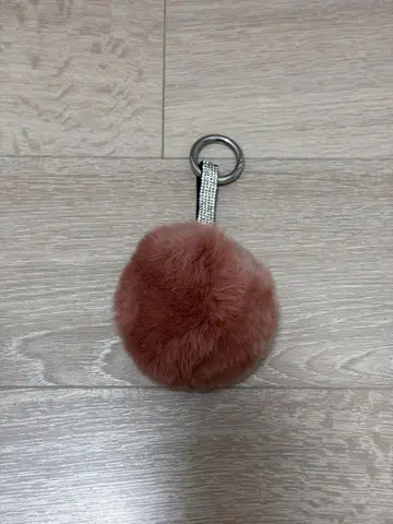 핑크 퍼 폼폼 키링