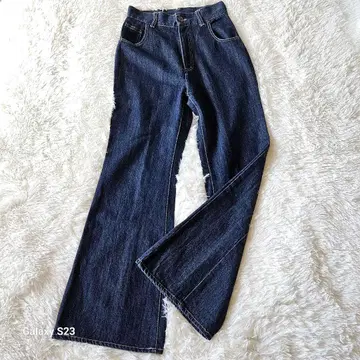 새상품급 치코 [M] 포켓 자수 와이드 플레어 데님 팬츠 여성용