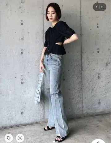 MOUSSY LOW WAIST SLIT STRAIGHT
